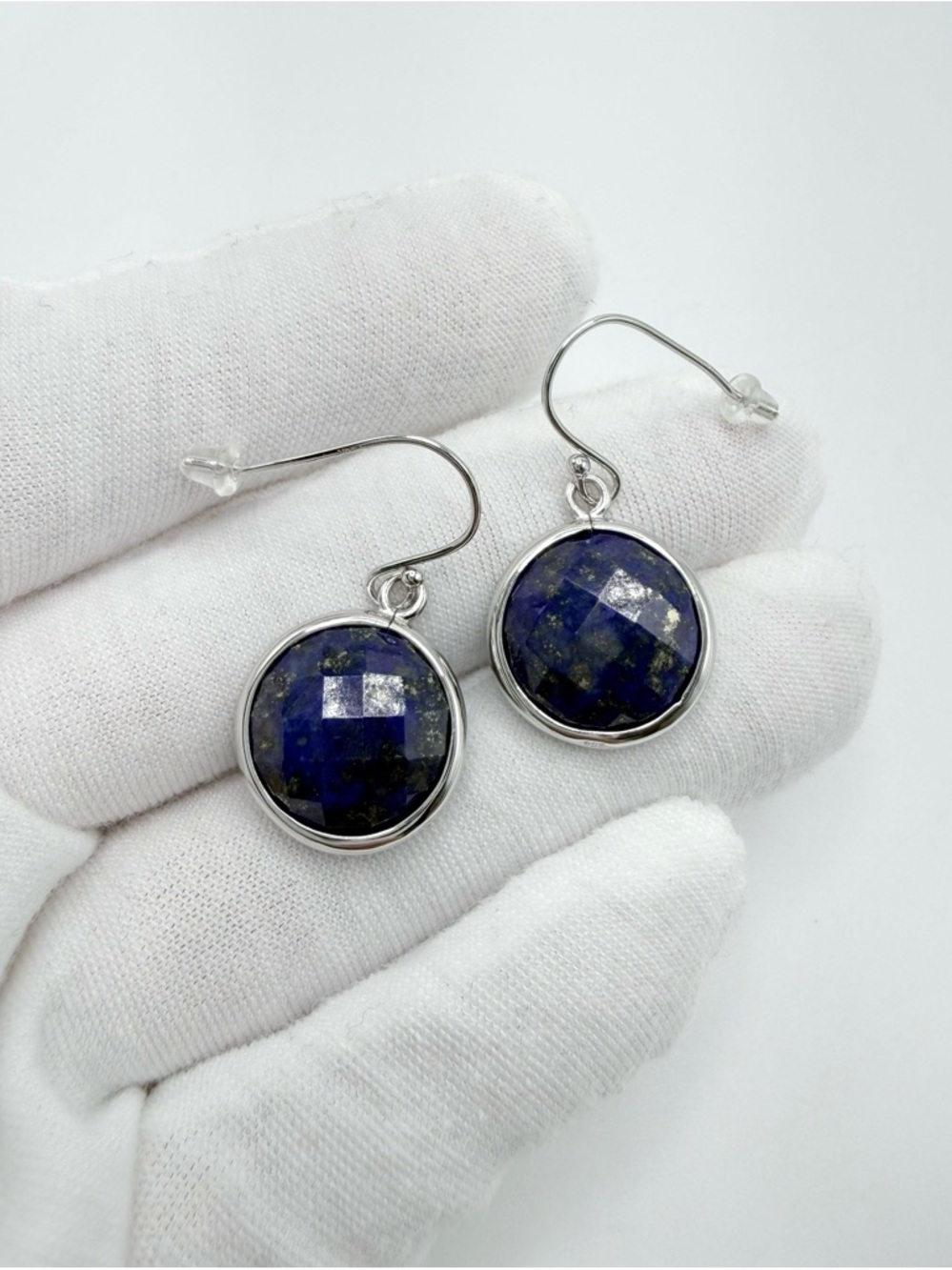 Lapis Lazuli Round .925 Sterling Silver Earrings